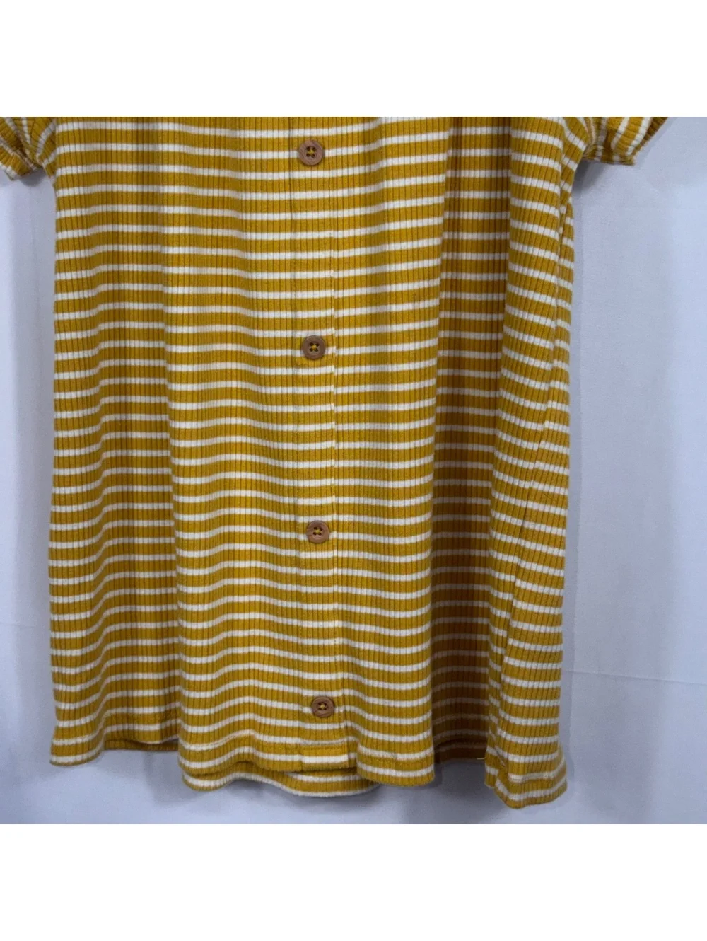 Old Navy L 10-12 Mustard Striped Button Front Top